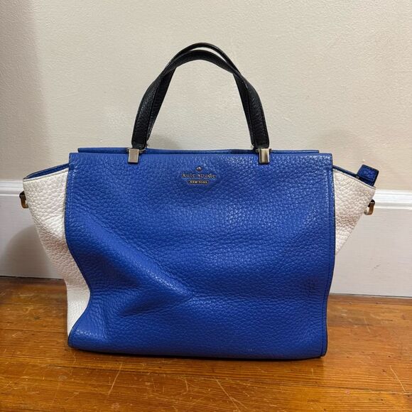 Kate Spade Chelsea Square Hayden Deep Blue White Black MISSING CROSSBODY STRAP - Picture 2 of 12